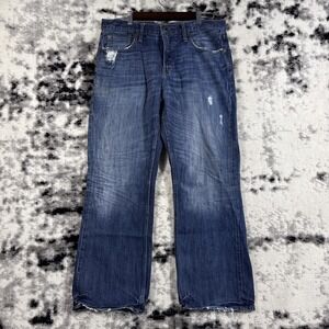 American Eagle Bootcut Jeans Mens 34x29 Distressed Hem Ripped Destroyed Skater